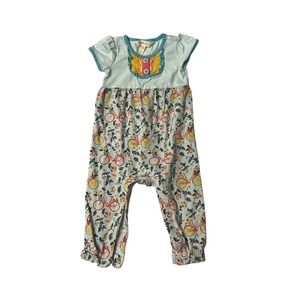 Matilda Jane Baby Girl Bicycle Floral Print Romper Blue 6-12M